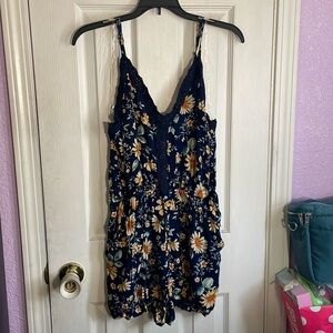 Navy blue floral romper
